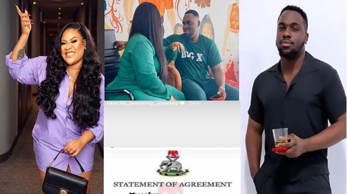 Actress Nkechi Blessing, boyfriend sign agreement to arrest anyone who breaks up first - nkechi blessing boyfriend arrest ft 1