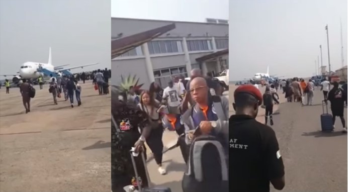 Nigeria will stress you - Reactions trail video of passengers running to board plane preparing to take off without them - passengers run plane