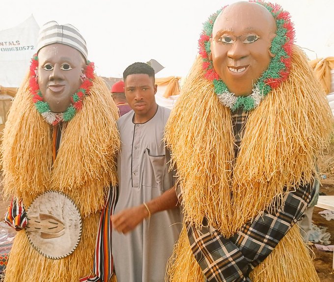 Even the gods are backing them - Reactions as traditionalists make Peter Obi, Datti face of masquerades - peter obi datti masquerade2