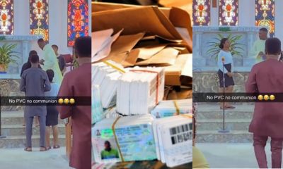 Catholic priest refuses to give communion to parishioners without PVC (Video) - priest communion pvc