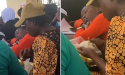 Female student shocks colleague as she eats mound of fufu during lecture (Video) - student fufu lecture