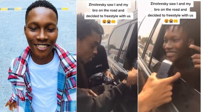 Moment Zinoleesky joined upcoming singer that freestyled for him in public (Video) - upcoming freestyle for zinoleesky 1