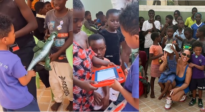 Wizkid’s son, Zion gives out his toys to kids at orphanage home in Ghana (Photos/Video) - wizkid son zion toys orphan 1