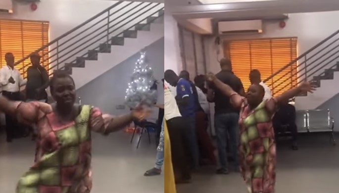 Woman goes haywire in bank as N600k she's been saving at home vanishes from her newly opened account (Video) - woman 600k bank 1
