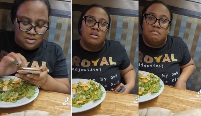 Man pleads with wife to pay the bills at restaurant because he's broke (Watch video) - woman husband pay bills restaurant broke