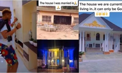 Lady who married man when he was living in modest house shows off their new mansion - woman marry husband new mansion