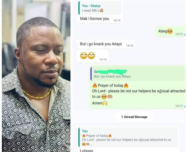 I'd sleep with you for 4 days - Handsome man shares message from lady he asked for N50k loan - 331969985 710926947175676 4380526164760445232 n