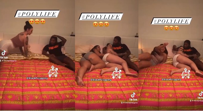American man proudly shows off two endowed wives living peacefully with him (Video)