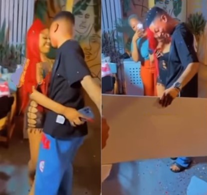 Young lady hailed for gifting boyfriend N1.5m, box of new naira on his birthday (Watch video) - birthday new naira 1.5