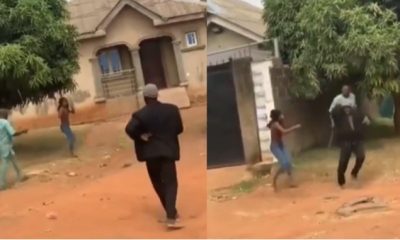 Father spots his daughter with man, flogs them with cane (Video) - father daughter cane
