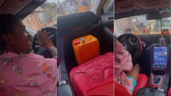 Lady seeks justice as boyfriend puts gallon of fuel in front seat and demotes her to the back (Video)