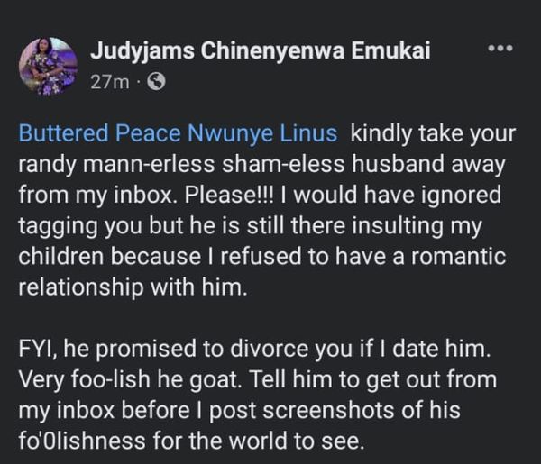 Lady exposes married man who wants her to sleep with him, tags his wife - lady expose married man