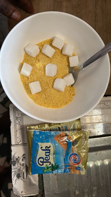 Lady disappointed as her crush serves her 'soaking garri' during first time visit to his house - lady garri