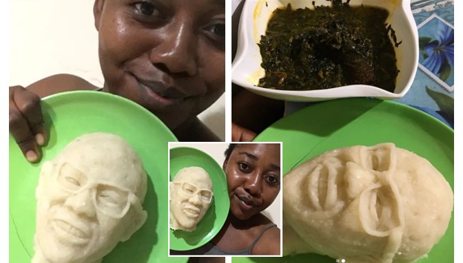 This cannot be my incoming presido – Reactions as Nigerian lady moulds Peter Obi’s face with eba
