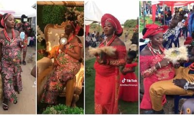 Mixed reactions as Nigerian lady ties the knot while heavily pregnant (Video) - woman pregnant wedding