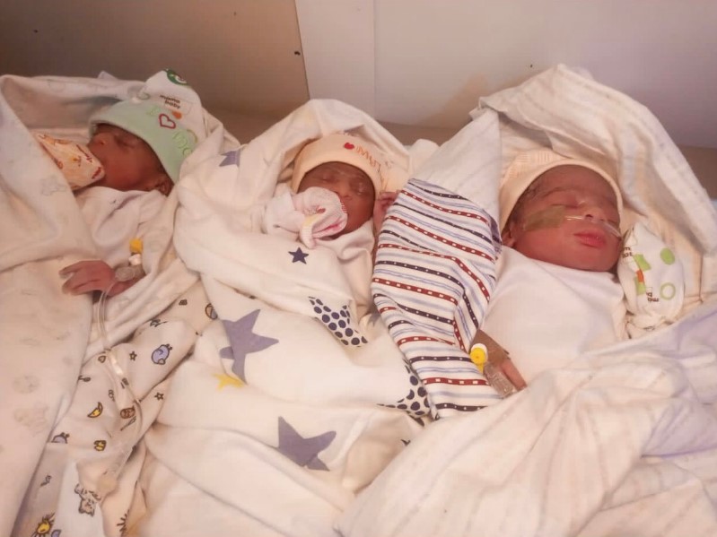 Lady rejoices as her aunt welcomes triplets after 10 years of waiting - woman triplet 10 years