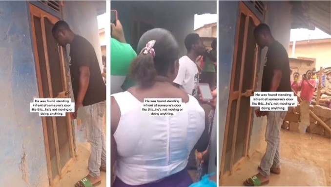 Man found standing mysteriously in front of native doctor’s door without moving for hours (Video)