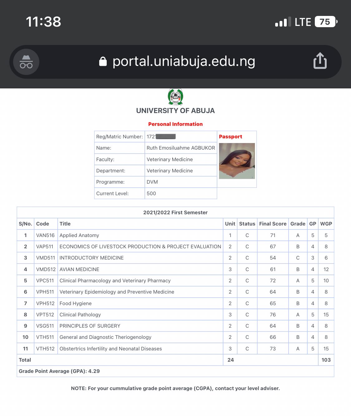 UNIABUJA final year student reveals music helps her get excellent grades (Screenshot) - music uniabuja grades ruth
