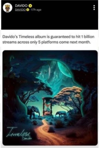 My album will hit 1 billion streams next month &#8211; Davido declares
