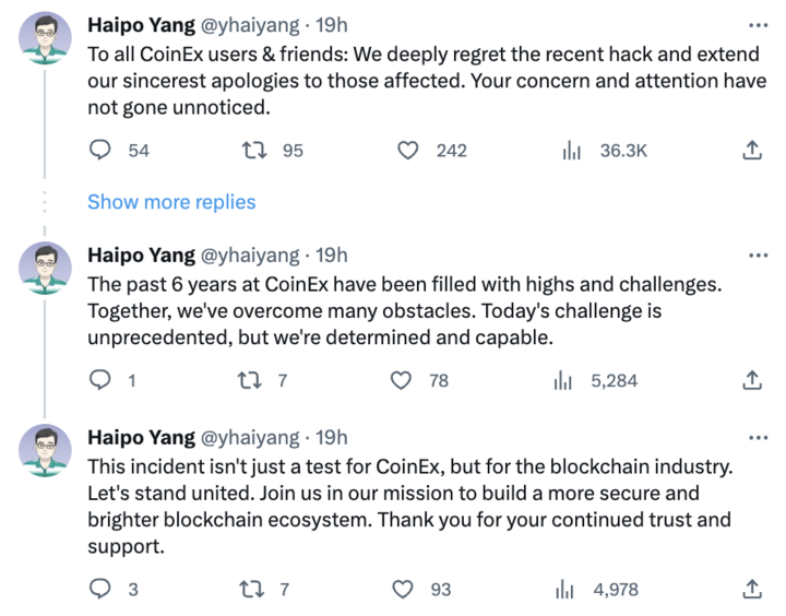 coinex update on hacking