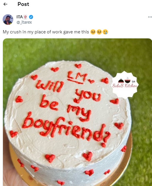 Man colleague cake boyfriend