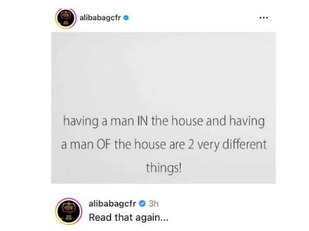 Having a man in the house is not the same as having a 'man of the house' - Alibaba