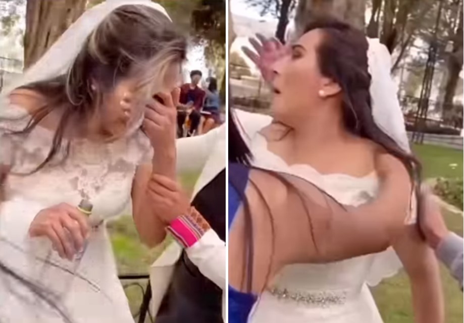 Bride nab husband with two bridesmaids
