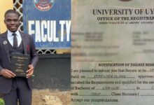 Man celebrates as he becomes first male 1st class Law graduate at UNIUYO
