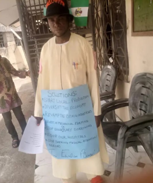 The hardship is unbearable - Man embarks on solo protest in Akwa Ibom