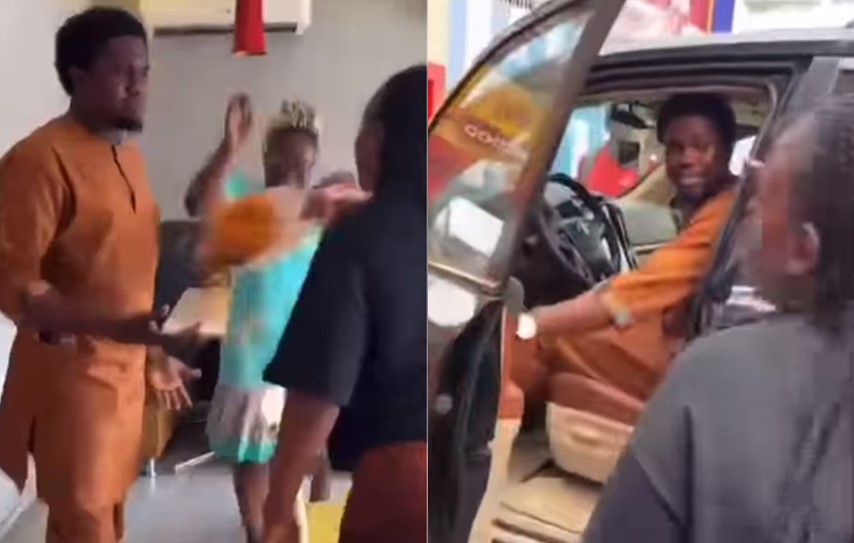 Nigerian woman damages her man's car after catching him on a date with another lady