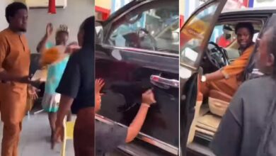 Nigerian woman damages her man's car after catching him on a date with another lady