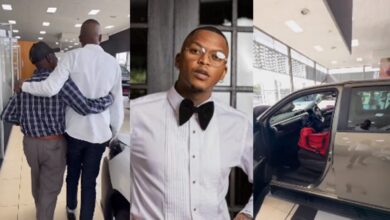 Emotional moment DJ Oscar Mbo bought brand new car for his aged father