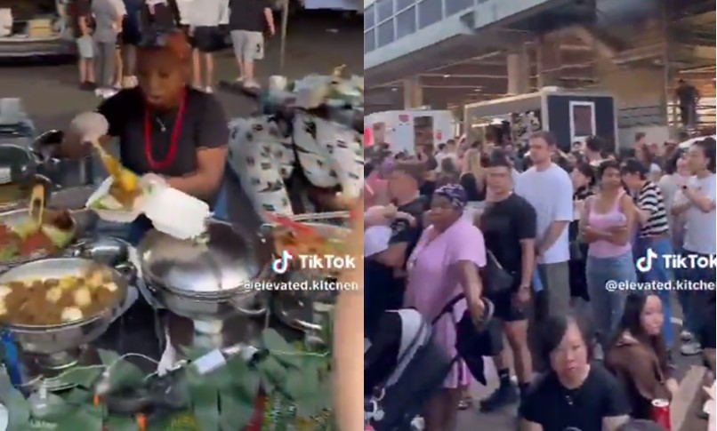 Crowd queue to patronise Nigerian woman's food business in Australia