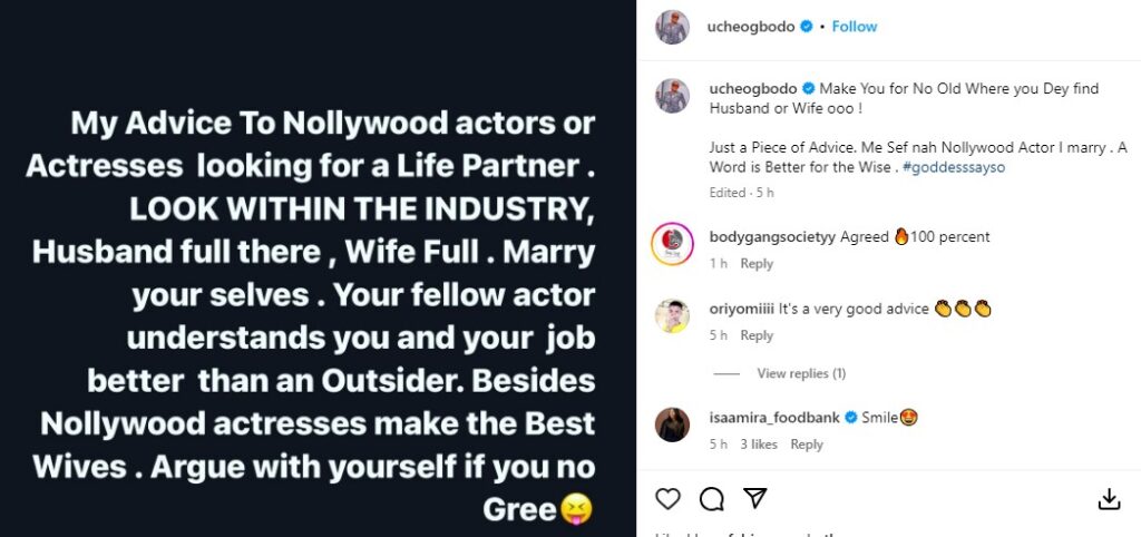 Look within Nollywood and marry yourselves - Uche Ogbodo 