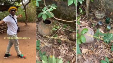 Speed Darlington visits his village after 22 years, finds juju buried in compound