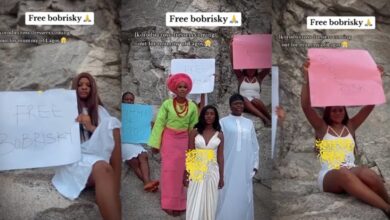 Crossdressers storm hill to protest and demand release of Bobrisky