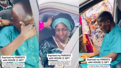 Tears of joy as lady gifts her parents a house (Video)