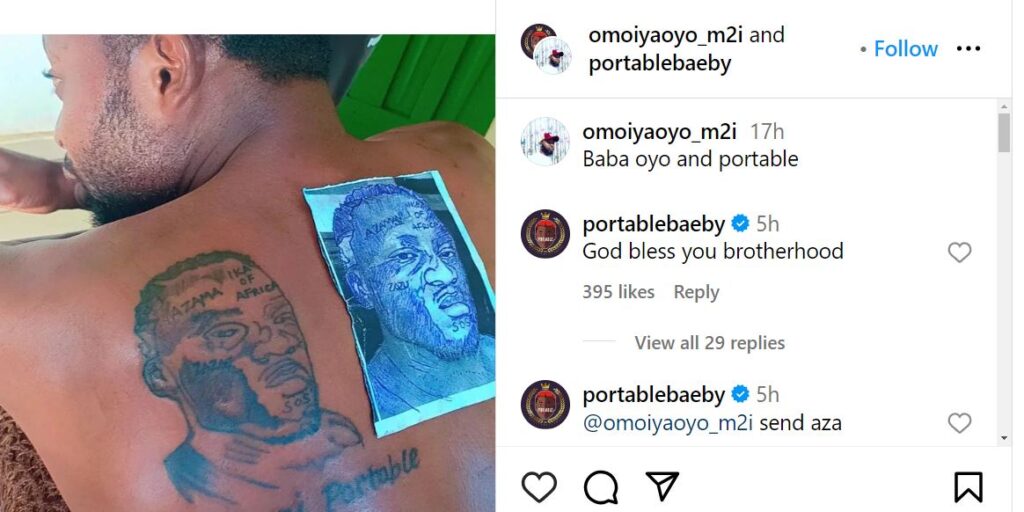 Portable rewards fan who tattooed his face on his back