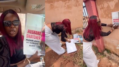 Woman pastes images of her husband's alleged side chic around town